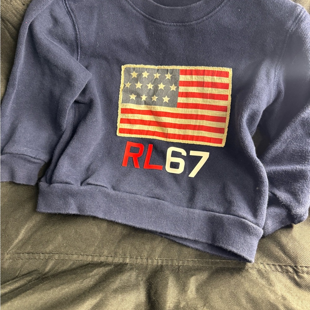 Vintage Ralph Lauren Navy Sweatshirt with American Flag